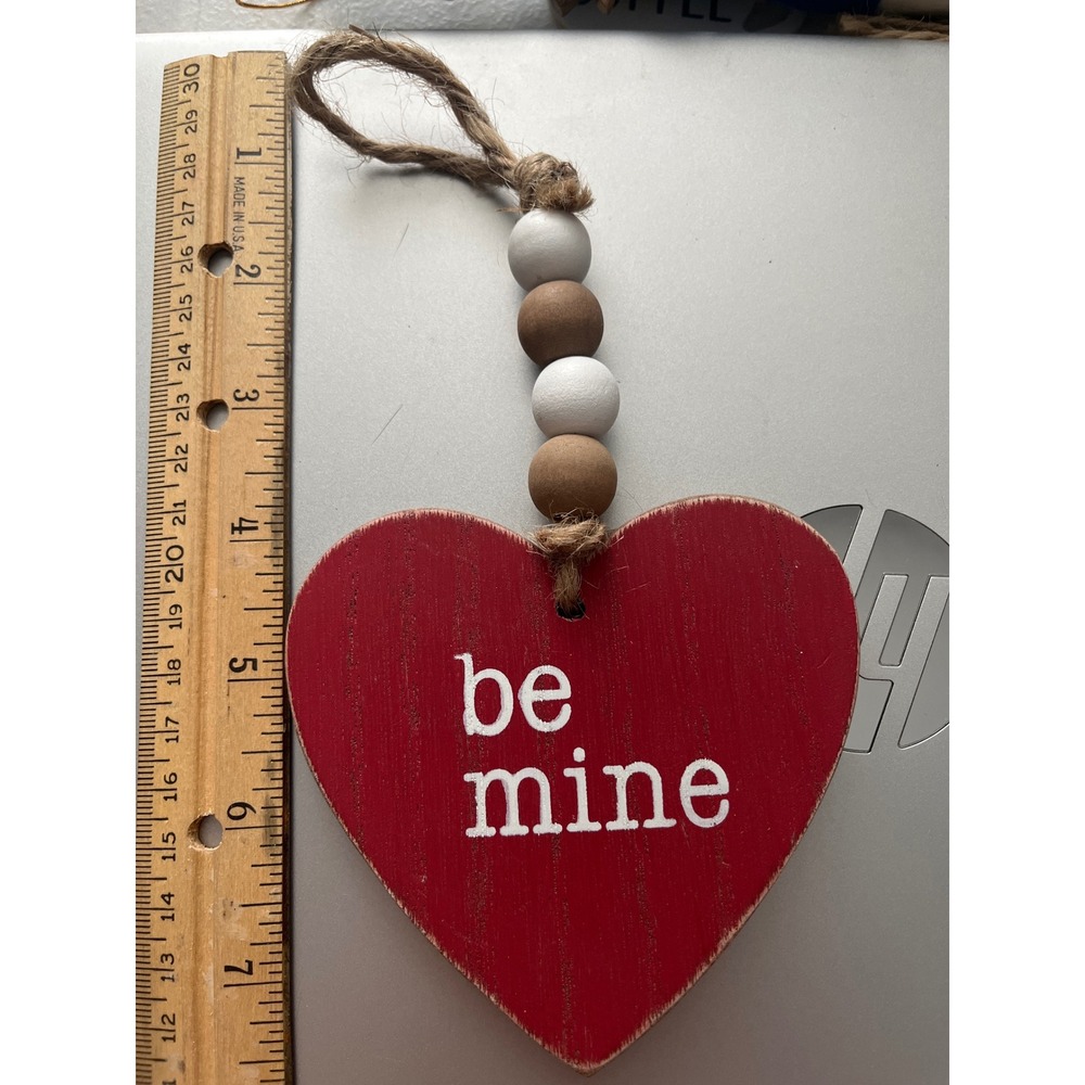 Nantucket Distributing Be Mine Red Wooden Heart Ornament Valentine Decor 4.5 in